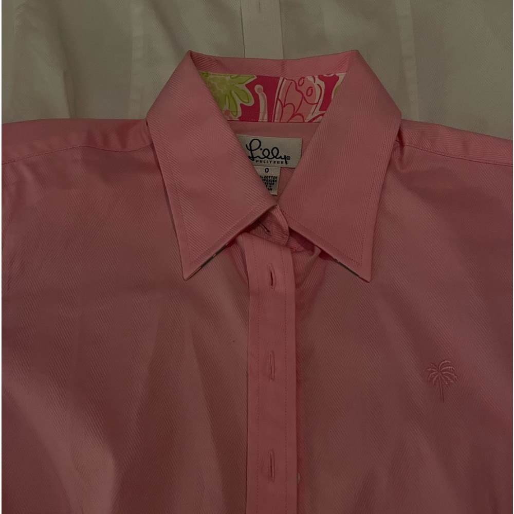 Pink cotton long sleeve shirt button down